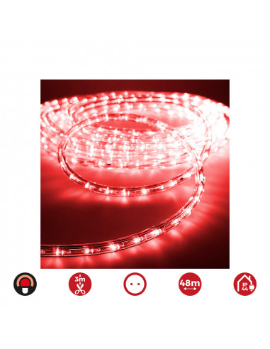 Tube flexiled led 2 voies multifonction 36 leds/m rouge ip44 ( usage int. ext.) edm 48m euro/mts