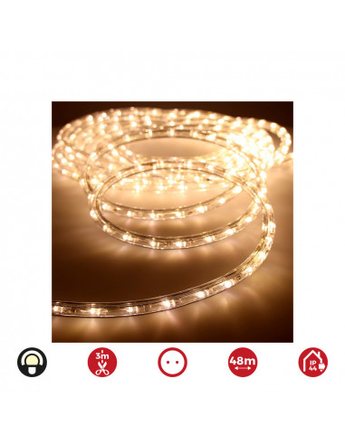 Tube flexiled led 2 voies multifonction 36 leds/m blanc chaud ip44 ( usage int. ext.) edm 48m euro/m