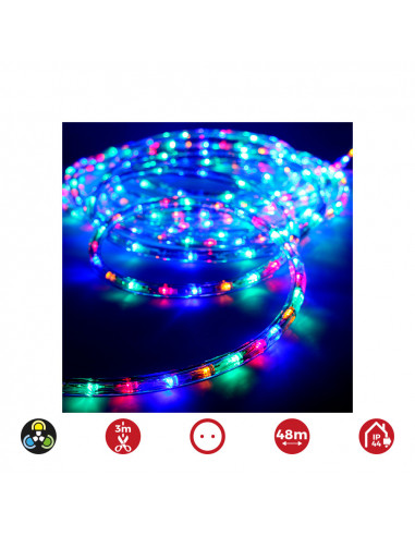 Tube flexilux led 2 voies multifonction 36 leds/m multicouleur ip44 ( usage int. ext.) edm 48m euro/m