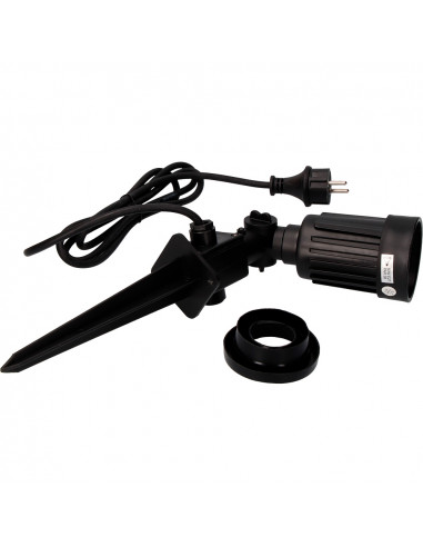 Piquet de jardin étanche couleur noire 1 projecteur e27 edm