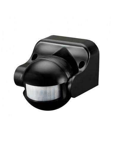 Detecteur de mouvement avec regulateur nuit/jour orientable 180° ip44 noire edm