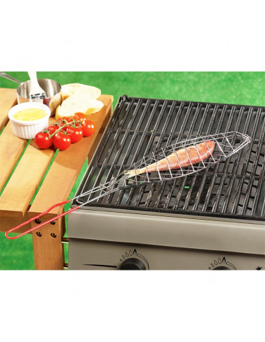 Gril pour poisson en acier inox. 13x41cm bbq