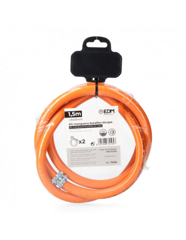 Kit tuyau butaflex double couche 9x15mm 1,5mts (2 colliers de serrage inclus)