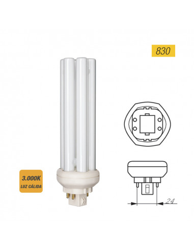 Ampoule basse consommation lynx te fsd 42w 830k gx24q-4pin lumière chaude 16cm philips