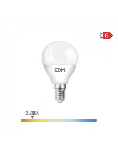 Ampoule led sphérique e14 5w 400lm 3200k lumière chaude ø4,5x8cm edm