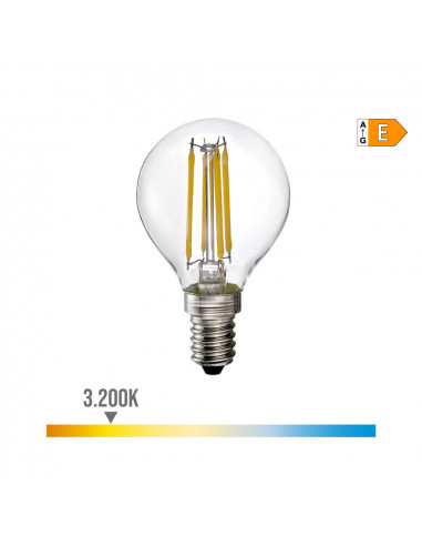 Ampoule sphérique avec filament de led e14 4w 550lm 3200k lumière chaude ø4.5x7.8cm edm