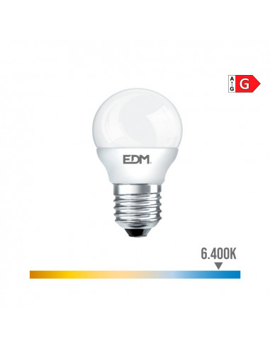 Ampoule sphérique led e27 6w 500lm 6400k lumière froide ø4,5x8,2cm edm