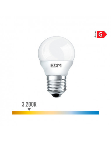Ampoule led sphérique e27 6w 500lm 3200k lumière chaude ø4,5x8,2cm edm