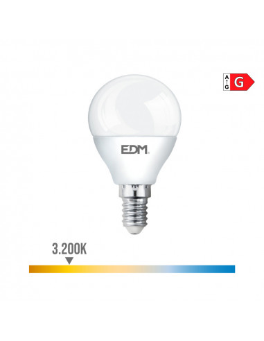 Ampoule led sphérique e14 6w 500lm 3200k lumière chaude ø4,5x8,2cm edm