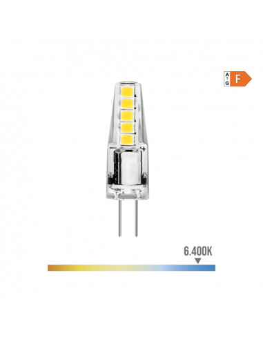 Ampoule silicone bi-pin led g4 12v 2w 180lm 6400k lumière froide ø1x3,7cm edm