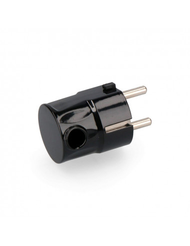 Fiche schuko s/lateral 4,8mm noire emballée (602207)