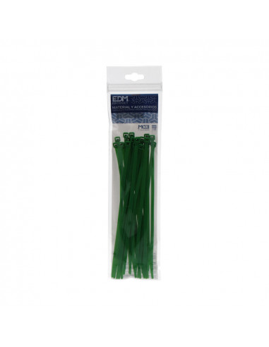 Collier de serrage vert 150x3,5 mm (sachet 25 u.) edm nylon de haute qualité