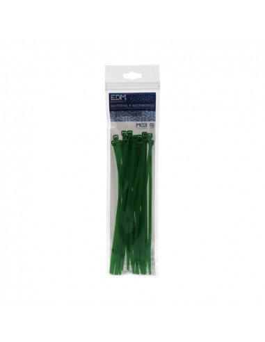 Collier de serrage vert 380x4,8 mm (sachet 25 u.) edm nylon de haute qualité