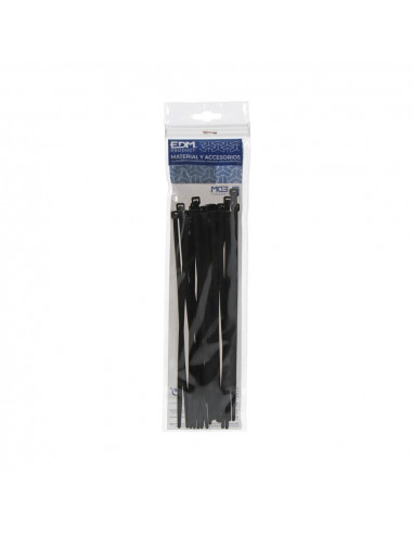 Collier de serrage noir 380x4,8mm sous emballage (sachet 25 u.) edm nylon de haute qualité