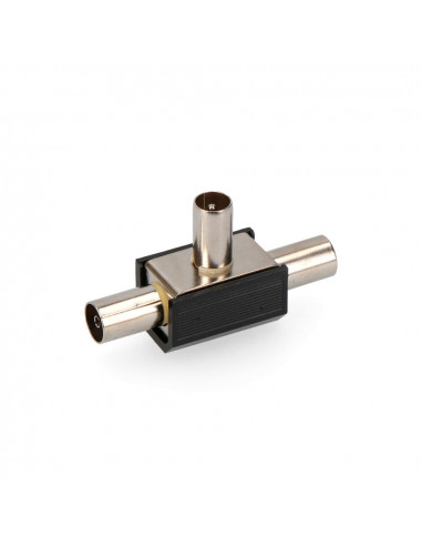 Connecteur tv raccord 1 mâle + 2 femelle noir sous emballage edm