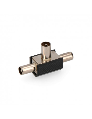 Connecteur tv raccord 1 femelle + 2 mâles noir sous emballage edm