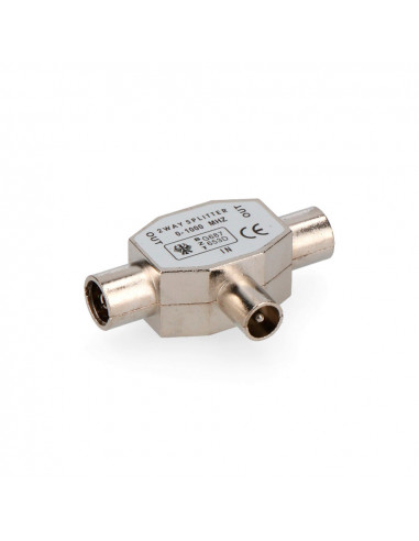 Connecteu tv raccord 1 mâle + 2 femelles métallique sous emballage edm