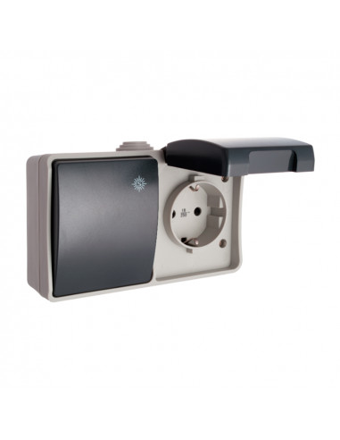 Interrupteur+base étanche fixe 2p+t 16a 250v solera