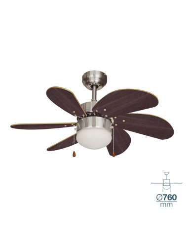 Ventilateur de plafond modèle aral wengue/nickel satiné puissance: 50w palmes: ø76cm edm