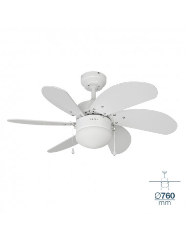 Ventilateur de plafond modèle aral blanc puissance: 50w palmes: ø76cm edm