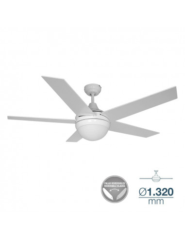Ventilateur de plafond modèle adriatico blanc puissance: 60w palmes: ø132cm avec télécommande edm