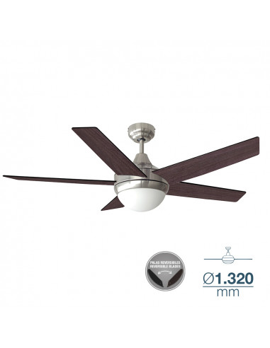 Ventilateur de plafond modèle adriatico wengue/nickel satiné puissance: 60w palmes: ø132cm avec télécommande edm