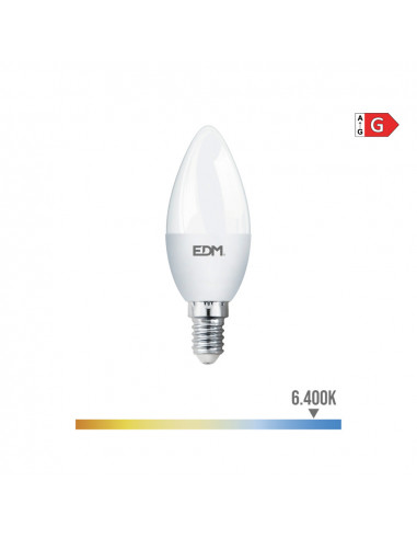 Ampoule bougie led e14 5w 400lm 6400k lumière froide ø3.6x10.3cm edm