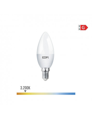 Ampoule bougie led e14 5w 400lm 3200k lumière chaude ø3.6x10.3cm edm