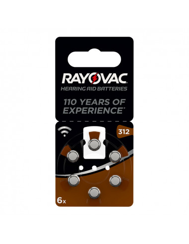 Micro pile appareil auditif rayovac za312 1,45v (blister 6 piles) ø7,9x3,6mm