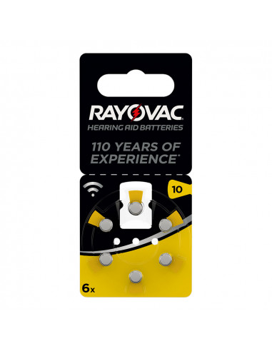 Micro pile appareil auditif rayovac za10 1,4v (blister 6 piles) ø5,8x3,6mm
