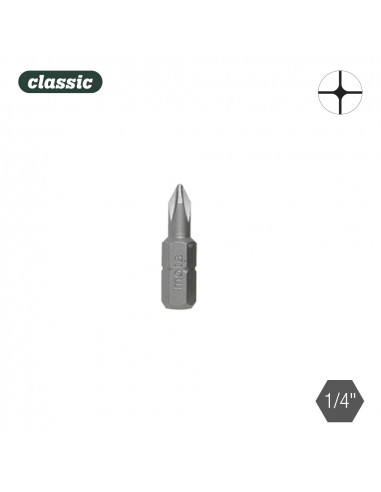 Jeu 10 embouts bit phillips 1x25mm 1/4" acier bph125 mota