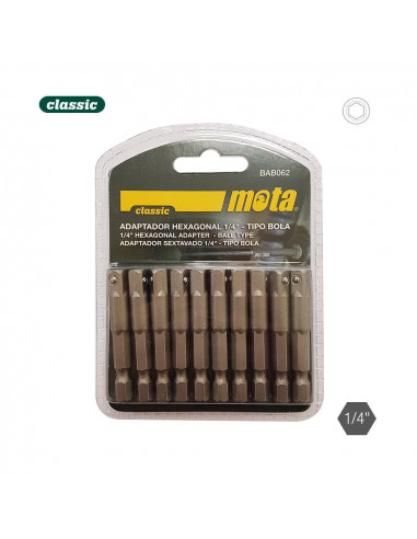 Pack 10 adaptateurs hexagonales 50mm 1-4 10unit. bab062 mota