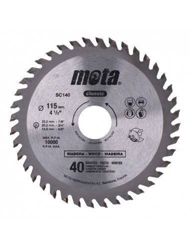 Lame pour scie circulaire widia 115mm 40 dents clp18 sc140 mota