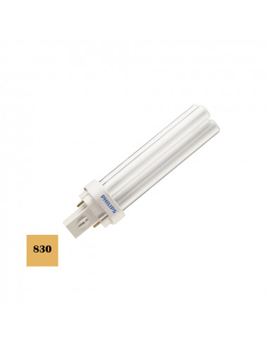 Ampoule basse consommation lynx d-26w g24 830k pl-2pin lumière chaude 17.4cm philips