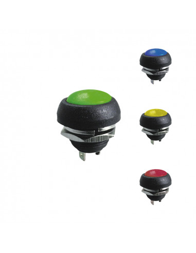 Bouton poussoir court 1a 250v couleurs assorties