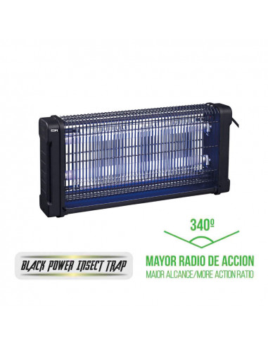 Exterminateur d'insectes électronique professionnel 2x10w 340° 43,7x10x26,5cm couleur noir edm