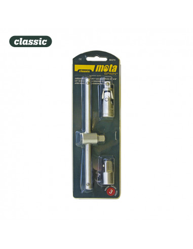 Jeu accessoires clé à douille avec cardan et poignée coulissante (3pcs.) ek270