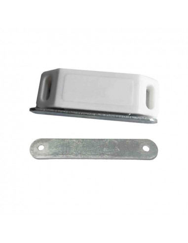Loquet fermeture magnétique blanc (deux pièces) 45x15mm