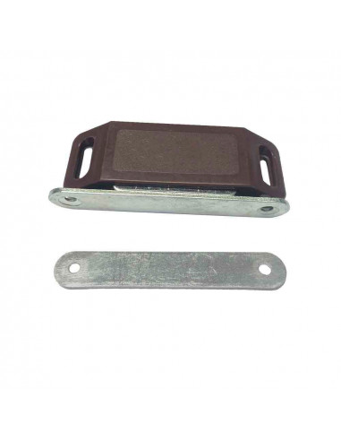 Loquet fermeture magnétique marron (deux pièces) 45x15mm