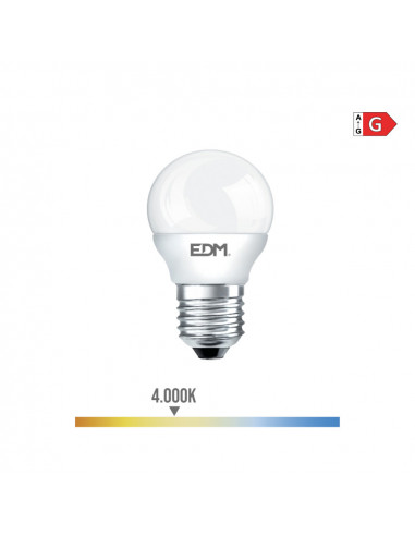 Ampoule sphérique led e27 5w 400lm 4000k lumière du jour ø4,5x8cm edm