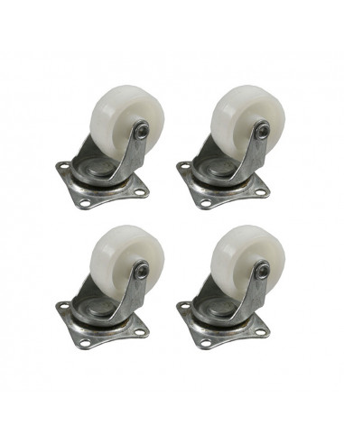 Lot de 4 roulettes 50mm blanches