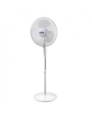 Ventilateur de pied blanc avec base circulaire puissance: 45w helices: ø40cm hauteur reglable 110-130cm edm
