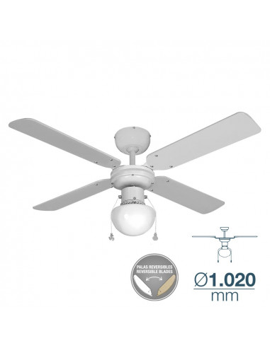 Ventilateur de plafond caribe blanc puissance: 50w palmes: ø102cm edm