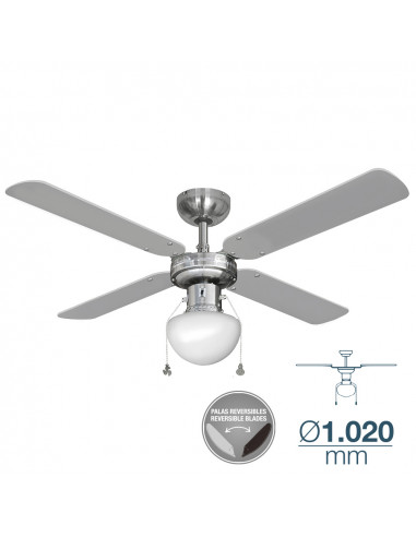 Ventilateur de plafond caribe chromè puissance: 50w palmes: ø102cm edm