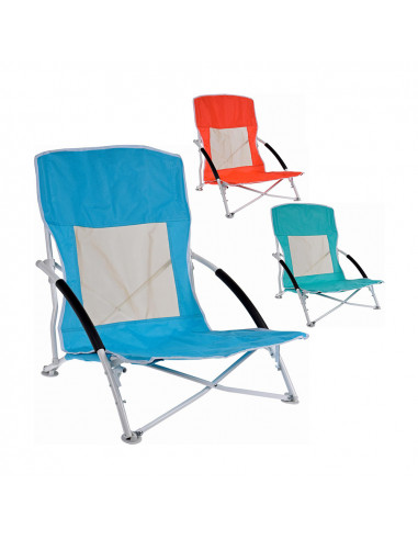 Chaise de plage pliante métallique 60x55x64cm couleurs assorties