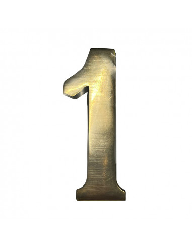 Numéro de maison 1 en laiton puli 10cm fixation invisible