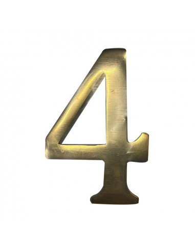 Numéro de maison 4 en laiton puli 10cm fixation invisible