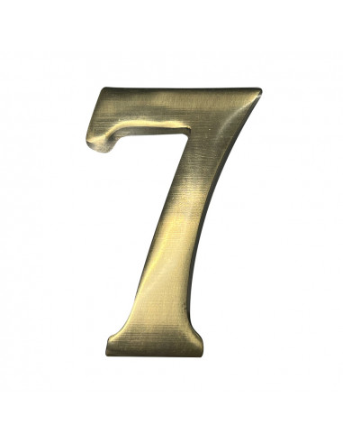 Numéro de maison 7 en laiton puli 10cm fixation invisible