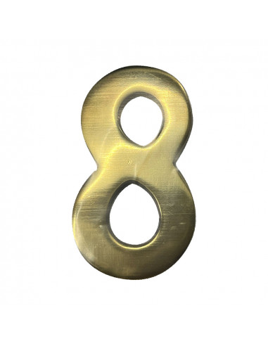 Numéro de maison 8 en laiton puli 10cm fixation invisible