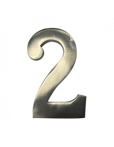 Numéro de maison 2 en nickel mat 10cm fixation invisible